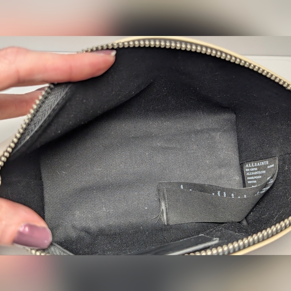 Small White leather AllSaints Anais Pouch Makeup Case - Picture 12 of 14